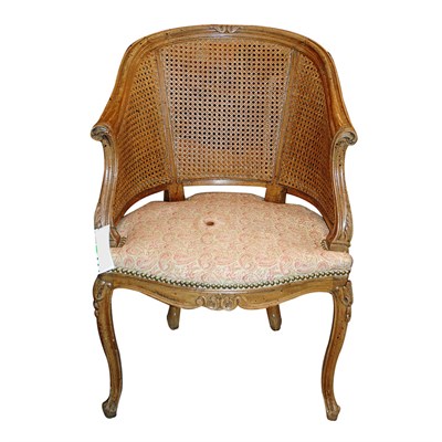 Lot 295 - Provincial Louis XV Style Walnut Caned Back...