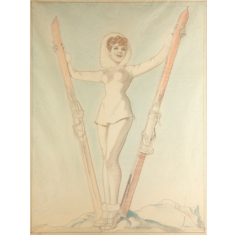 Lot 53 - VARGAS, ALBERTO Standing woman with skis....
