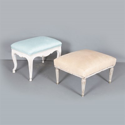 Lot 207 - Louis XVI Style Painted and Upholstered Stool...