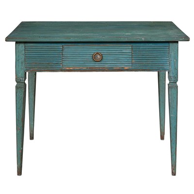 Lot 435 - Gustavian Style Blue Painted Pine Side Table...