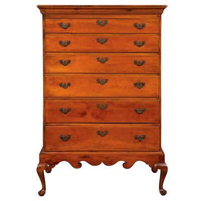 Lot 434 - American Queen Anne Maple Chest on Frame...