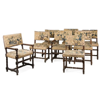 Lot 323 - Set of Eight Continental Baroque Style Dining...