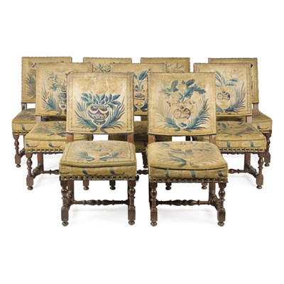 Lot 294 - Set of Twelve Continental Baroque Style Walnut...
