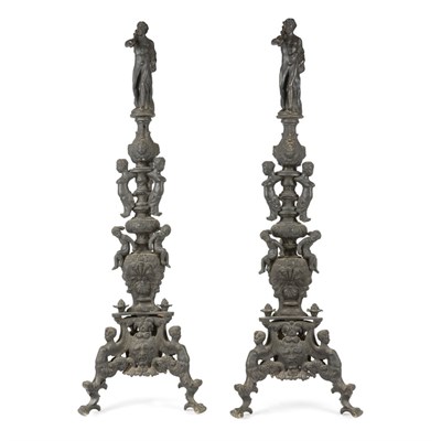 Lot 277 - Pair of Italian Baroque Style Patinated-Bronze...