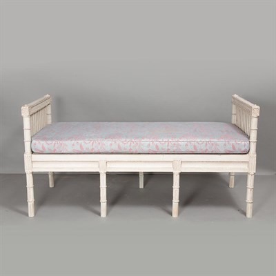 Lot 382 - Continental Painted and Upholstered Day Bed...