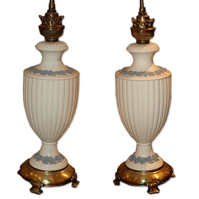 Lot 268 - Pair of Wedgwood Queensware Style Lamps Height...