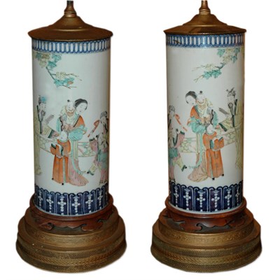 Lot 284 - Pair of Chinese Famille Rose Porcelain...