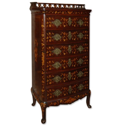 Lot 299 - Dutch Style Inlaid Mahogany Tall Chest of...