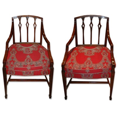 Lot 166 - Pair of Regency Style Mahogany Armchairs