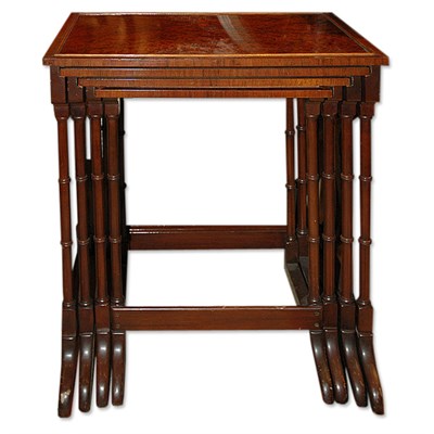 Lot 144 - Regency Style Mahogany and Burl-Wood Nest of...