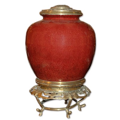Lot 385 - Chinese Sang de Boeuf Porcelain Jar Mounted as...