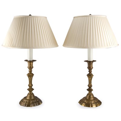 Lot 289 - Pair of Regence Style Gilt-Brass Candlesticks...