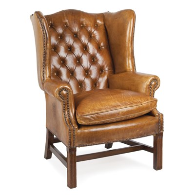 Lot 465 - Georgian Style Leather Wing Chair