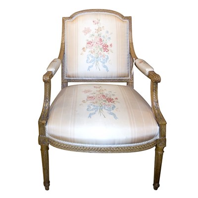 Lot 391 - Louis XVI Walnut Fauteuil a la Reine Circa...