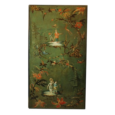 Lot 164 - Chinoiserie Painted Leather Panel Height 6...