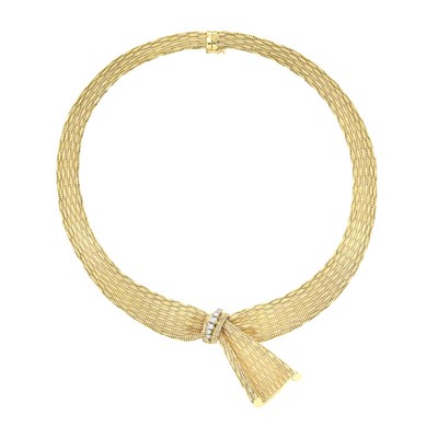 Lot 162 - Gold and Diamond Mesh Necklace