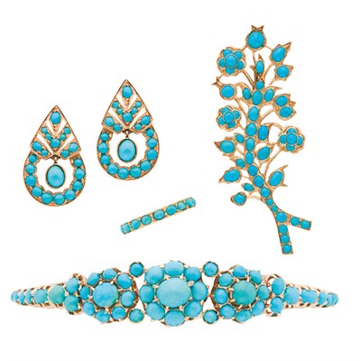 Lot 147 - Group of Gold and Turquoise Jewelry