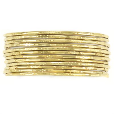 Lot 491 - Twelve Gold Bangle Bracelets