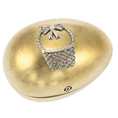 Lot 96 - Bronze, Sterling Silver and Gold Easter Egg Desk Objet, Cartier