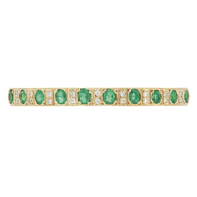 Lot 251 - Gold, Diamond and Emerald Bangle Bracelet