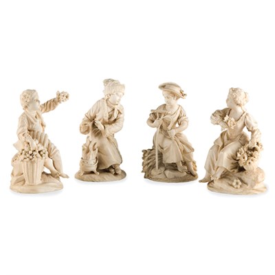 Lot 395 - Group of Four Continental Ivory Figures...