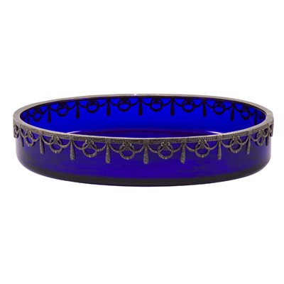 Lot 197 - Continental Silver Mounted Glass Bowl Of oval...