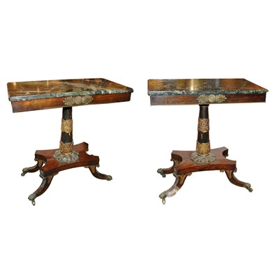 Lot 420 - Pair of Classical Style Marble Top Mahogany...