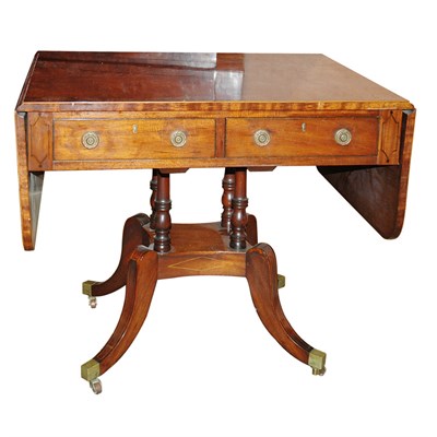 Lot 224 - Regency Style Banded Mahogany Sofa Table...