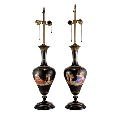 Lot 541 - Pair of Paris Porcelain Vases Each mounted as...