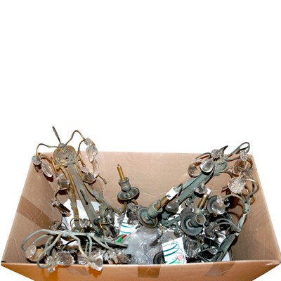 Lot 352 - Pair of Metal and Glass Lyre Back Sconces With...