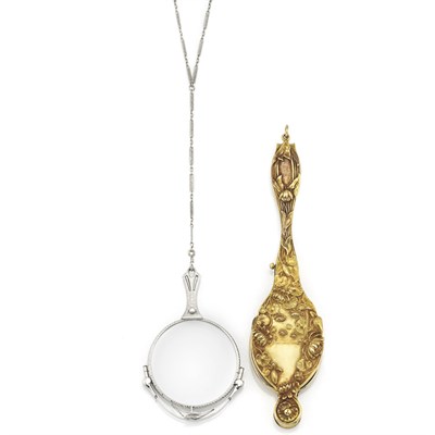 Lot 401 - Art Nouveau Gold Lorgnette and White Gold Lorgnette