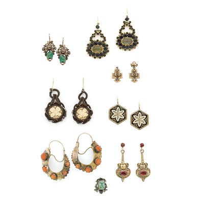 Lot 113 - Seven Pairs of Antique Earrings