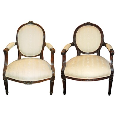 Lot 280 - Two Louis XV Style Mahogany Fauteuils
