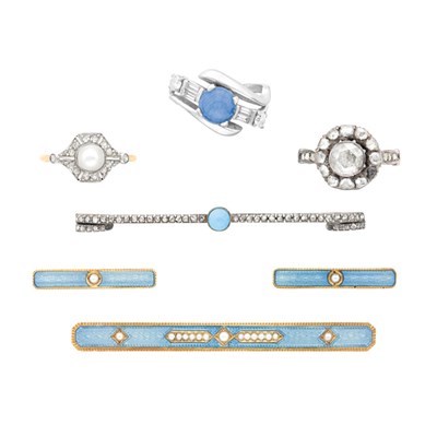 Lot 97 - Group of Antique Jewelry and Synthetic Star Sapphire and Diamond Ring