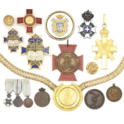 Lot 15 - Group of Metal and Enamel Greek Medals