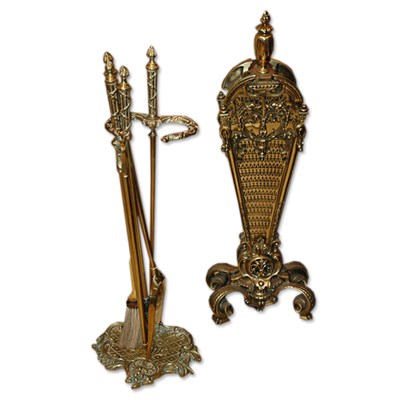 Lot 382 - Rococo Style Gilt-Bronze Fire Fan; Together...
