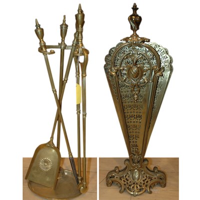 Lot 415 - Neoclassical Style Gilt-Bronze Fire Fan;...