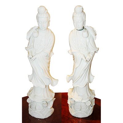 Lot 434 - Two Chinese Blanc de Chine Porcelain Figures...