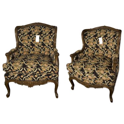 Lot 131 - Pair of Louis XV Style Carved Mahogany...