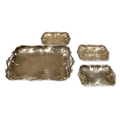 Lot 628 - Set of Four Continental Silver Small Trays...