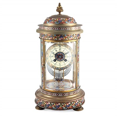 Lot 560 - French Cloisonne Enameled Gilt-Metal Mantel...