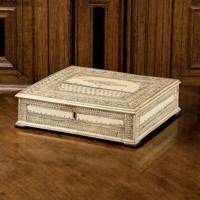 Lot 117 - Anglo Indian Ivory, Penwork and Sandlewood Box...