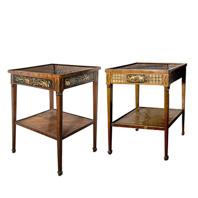 Lot 569 - Pair of Louis XVI Style Banded Mahogany Side...