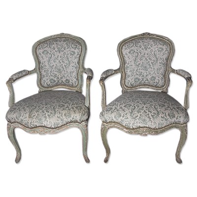 Lot 538 - Pair of Louis XV Style Carved and Painted...