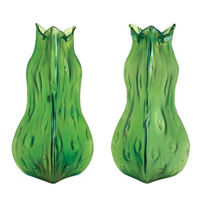 Lot 372 - Pair of Loetz Glass Rusticana Vases Each of...
