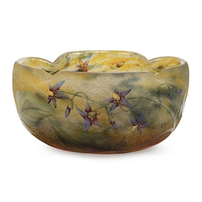 Lot 397 - Daum Acid Etched and Enameled Glass Bowl Circa...
