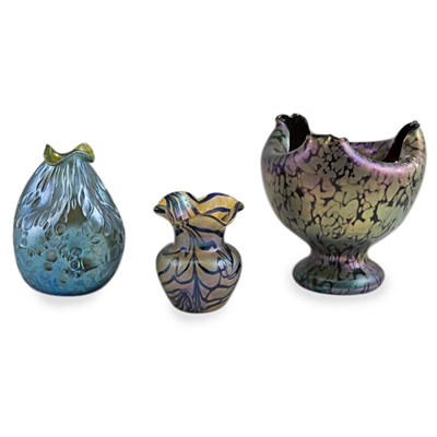Lot 377 - Group of Bohemian Glass Vases Comprising an...