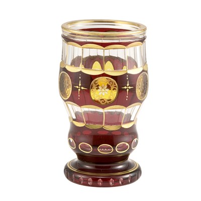 Lot 383 - Bohemian Gilt and Colored Cut to Clear Glass...