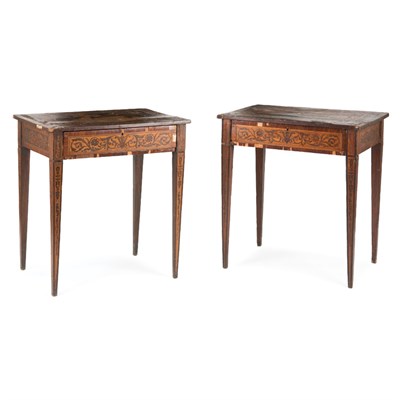 Lot 397 - Pair of Northern Italian Walnut and Marquetry...