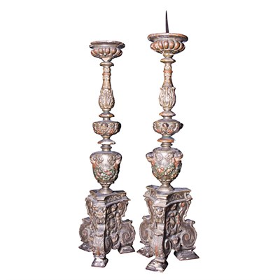 Lot 276 - Pair of Italian Baroque style Painted and...
